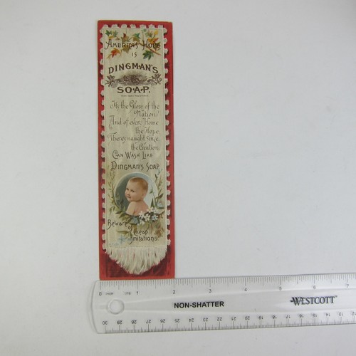 Victorian Trade Card Bookmark Dingmans Soap Buffalo New York Baby Flowers Leaves - Picture 11 of 13