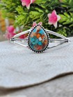 Oyster Turquoise 925 Sterling Silver Bangle Valentine Day Jewelry Mg-2