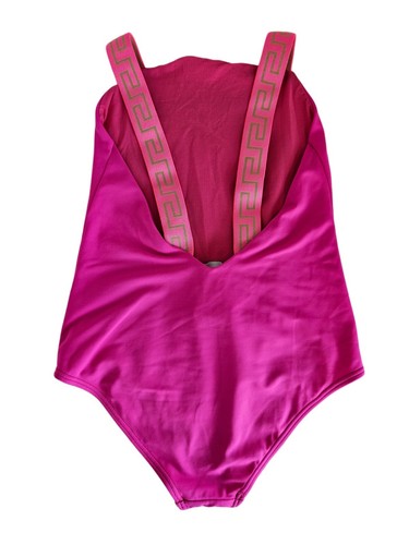 Versace Pink Medusa Head Greca Strap One Piece Swimsuit For Girls - Picture 3 of 3