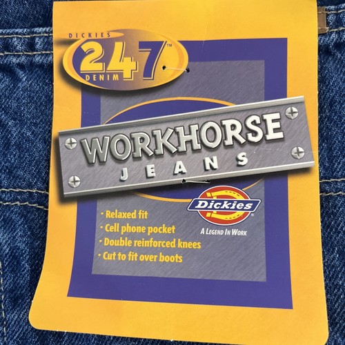 Dickies Relaxed Fit Double Knee Jeans Mens Size 38x30 Blue Stone Washed Denim - Picture 2 of 9