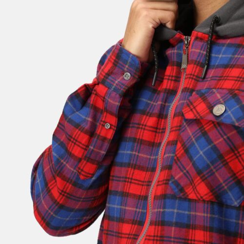 Regatta Siege red check cotton padded hooded work shirt #TRS205 - Bild 5 von 8