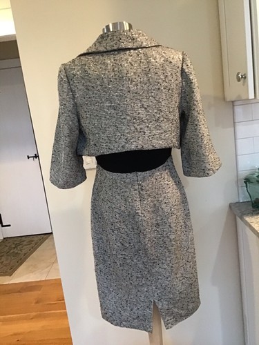 KAY UNGER 2 Piece Black And Silver Sparkle Tweed Dress Size 6 - Picture 3 of 8
