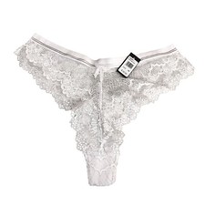 Frederick's of Hollywood Caroline Panty Lace Sheer Metallic White 2X