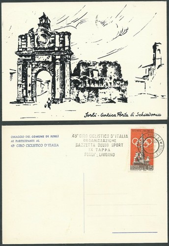CICLISMO 43° GIRO D'ITALIA 1960 CARTOLINA IX TAPPA FORLI - LIVORNO