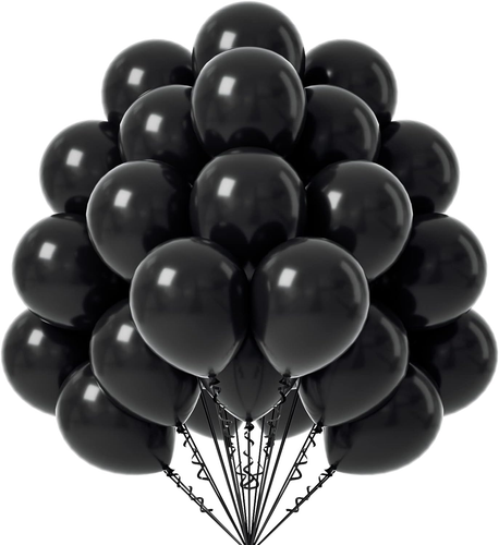 Black Balloons - 12 Inch, 50 Pack Latex Party Balloons for Birthday, Graduation,