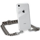 Handykette für iPhone XR Boho Schnur Case Hülle mit Band breit Grau / Schwarz