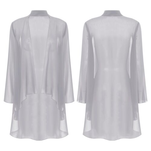 UK Women Kimono Cardigans Chiffon Cover Ups Casual Open Front Bolero Outerwear - Picture 30 of 106