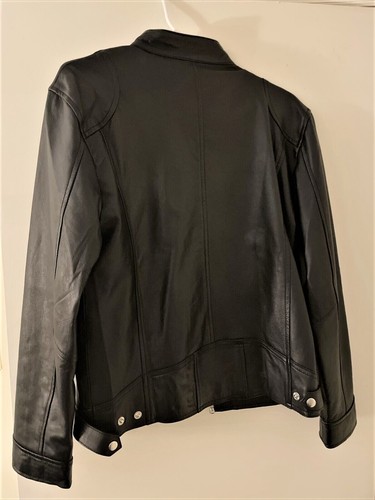 Cafe Racer Biker Leather Jacket  Black & Brown Soft Sheep Skin Leather  - Picture 7 of 11