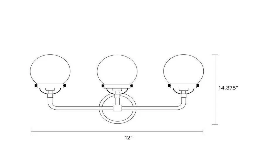 Tocador Sea Gull Café 21,75" 3 luces níquel cepillado con marco negro mate Foto 4 de 4