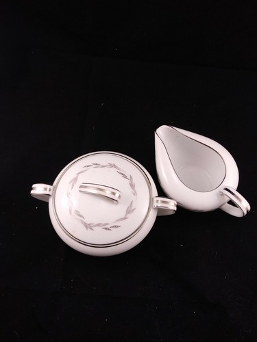 Noritake Graywood Sugar Bowl and Creamer Gray Platinum - Picture 3 of 4