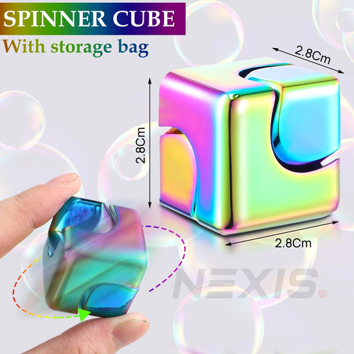 Aluminum Cube ADHD Hand Spinner Square Tri EDC Fidget EDC Toy Bearing Autism - Picture 2 of 13