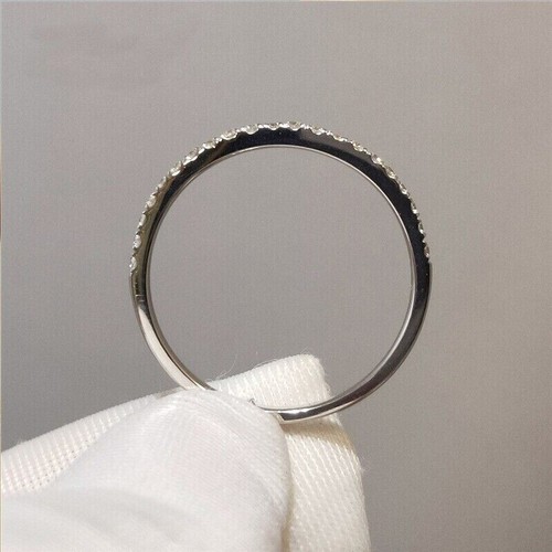 0.50 CTW Round Cut Moissanite Eternity Wedding Band Ring 14K White Gold Plated - Picture 2 of 5