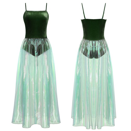Mujeres Vestido Salsa Leotardo Práctica Ropa de Baile Rendimiento Falda Competición Club - Imagen 20 de 58