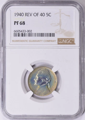 1940 Jefferson Nickel NGC Proof-68 (Toned) $7950 NGC Guide, Lot # 505