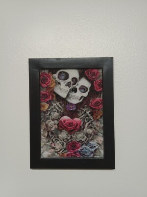 Skull & Flower - Finished, Sealed & Framed Diamond Painting 