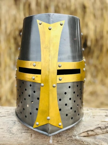 Templer Kreuzritter Helm tragbar Mittelalter Ritter Rüstung für Cosplay oder Halloween - Bild 4 von 6