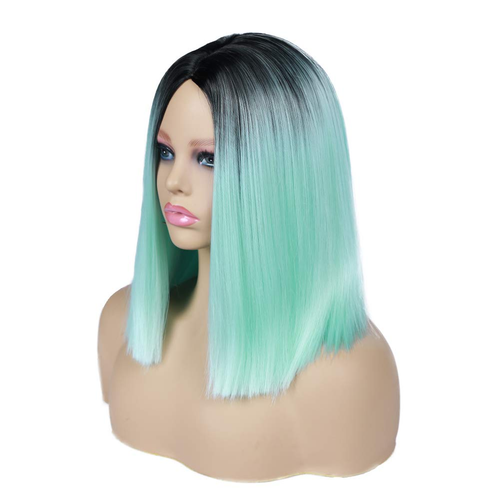Quick Wig Mint Green Wig Short Straight Bob Wigs Ombre Wigs for Women Heat Resis - Picture 8 of 12
