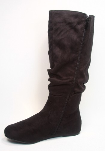 Women's Cute Slouch Comfort Casual Flat Heel Mid Calf Round Toe Boot shoes New - Picture 30 of 79