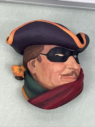 Vintage Chalkware Head Pirate Highway Man Hanging Wall Decor Art Robinhood - Picture 1 of 5