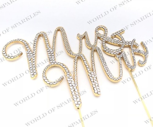 HOCHZEITSTORTE TOPPER DEKORATION AUSWÄHLEN MR & MRS STRASS STRASS 3 FARBEN D1 - Bild 3 von 4