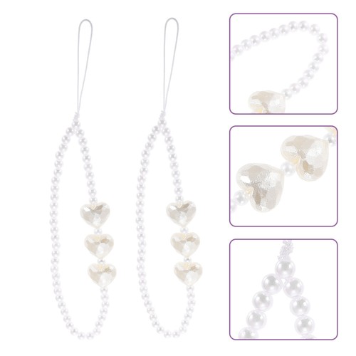 2 Pcs Mobile Phone Decorative Lanyard Beaded Pearls Wrist Strap for - Zdjęcie 11 z 12