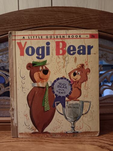 1960 YOGI BEAR Little Golden Book Hardcover Covers Worn/Damaged, Pages EXCELLENT - 第 1/8 張圖片