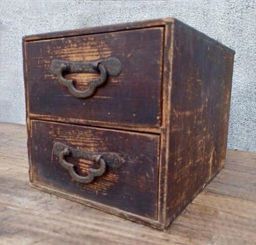 Japanese Antiques TAISHO retro Small chest Mini TANSU KOHIKIDASHI W21.2cm Vtg - Picture 2 of 9
