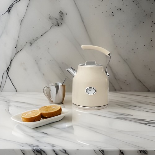 Eleganter cremefarbener Retro 4 Scheiben großer Toaster und schnellkochender Wasserkocher Frühstücksset - Bild 4 von 4
