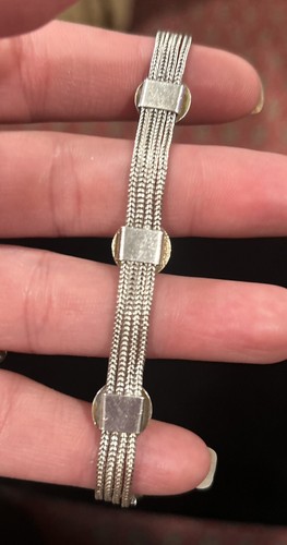 PULSERA MEDALLÓN 4 HILOS PLACA ORO AMARILLO PLATA ESTERLINA SÓLIDA TURCA de colección - Imagen 4 de 11