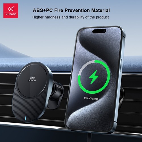 XUNDD Magnetic Wireless Charger Car Charger Mount + for iPhone Retractable Wire - Picture 3 of 12