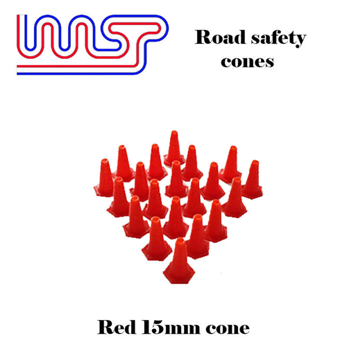 Safety Cones Red 15mm 20 pack Track Side Scenery 1:32 scale