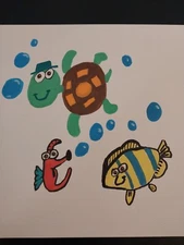 Abstract ORIGINAL Impressionism 8X8 Turtle Sea Horse Fish Sea Scape GAT PAINTING