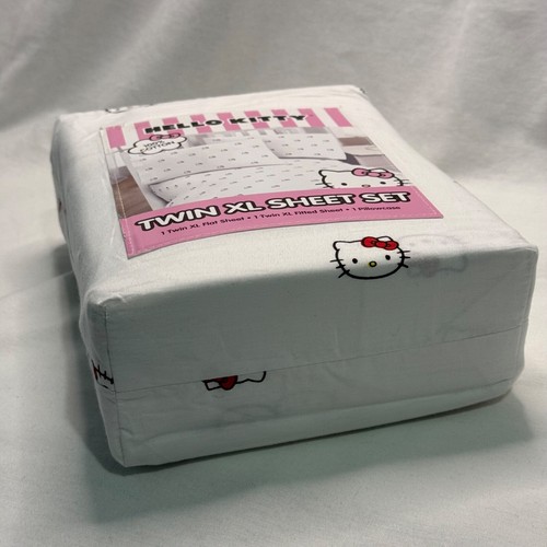 Hello Kitty von Sanrio X-Long TWIN-Bettlaken-Set 3-teilig 100 % Baumwolle Bettwäsche Schlafsaal - Bild 10 von 11