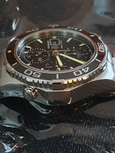 Tag Heuer Mens Chronograph Automatic Aquaracer-1650 ft water resistant; Perfect! - Picture 3 of 12