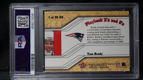 2002 Fleer Maximum Playbook X's & O's #1 Tom Brady Patriots PSA 8 - POP 8 - Picture 4 of 7
