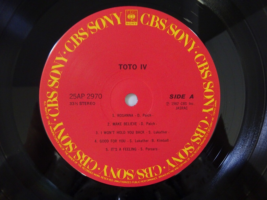 Toto Toto IV OBI +INSERT JAPAN NEAR MINT CBS/Sony Vinyl LP
