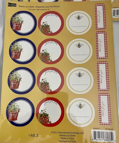NEW Canning Mason Jar Labels Stickers, 11 sheets, 16 labels/sheet, 176 Labels - Picture 7 of 7