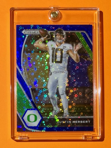 Justin Herbert RARE BLUE DISCO REFRACTOR PANINI PRIZM DRAFT PICKS CARD - Mint! - Picture 2 of 8