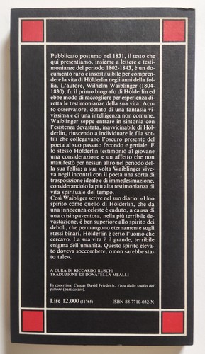 Libro Vita Poesia Follia Wilhelm Waiblinger Holderlin Gruppo Ed. Se 1986 (L106 - Picture 3 of 3