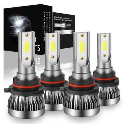 4x 9005+9006 Super White Bright Lamp LED Headlight Combo High Low Beam Bulbs Kit