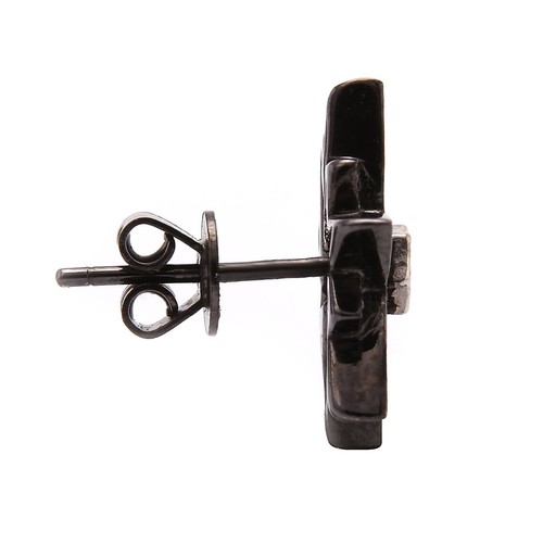 Meher's .32cttw Red & Champagne Diamond Star Design Stud Earrings Black Rhodium - Picture 3 of 4