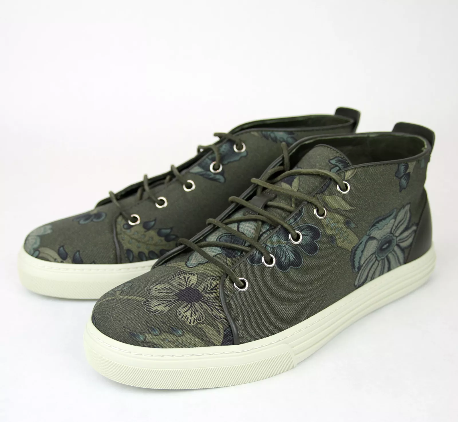 Baskets à lacets neuves authentiques Gucci homme vert tissu floral, 342048 3364
