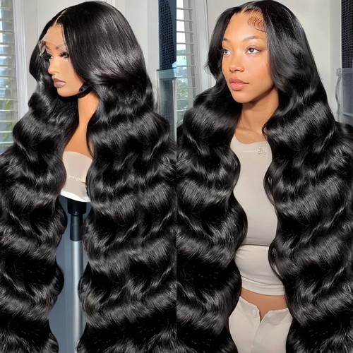 Peluca de cabello humano onda corporal sin pegamento HD onda de agua 13x6 encaje peluca frontal prearrancada - Imagen 7 de 11