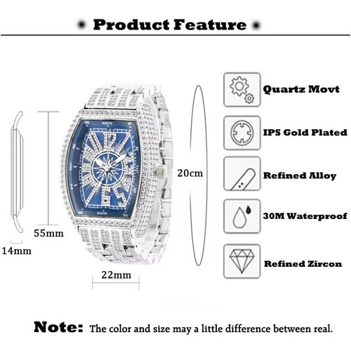 Watches Luxury Diamond Wristwatch Stylish Shiny Iced Out Waterproof Muller Watch - Picture 2 of 14