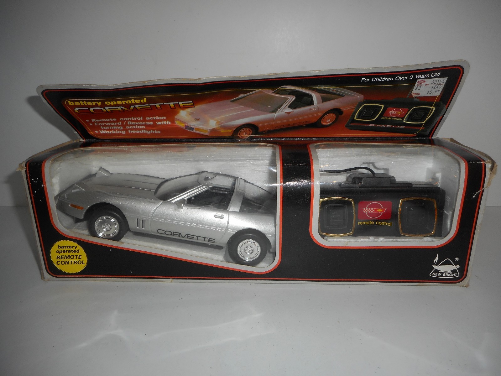 Vintage 80s New Bright 1985 Chevy Corvette WiROT Remote Control Car w/ Box Vintage 80s New Bright 1985 Chevy Corvette WiROT Remote Control Car w/ Box