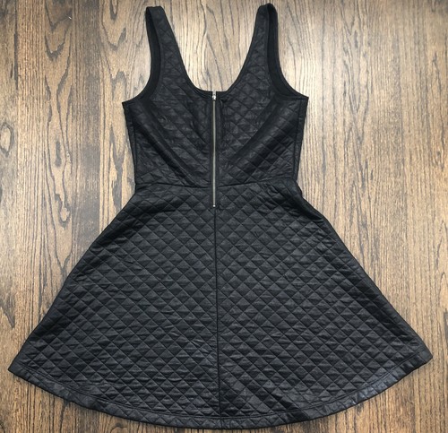 Express BLACK Quilted Skater Skate Fit Flare Sleeveless Tank Dress S - Picture 5 of 9