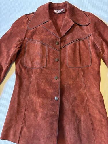 STEED Vintage Australian 1970's Womens Russet Real Suede Leather Jacket Size XS - Picture 4 of 14