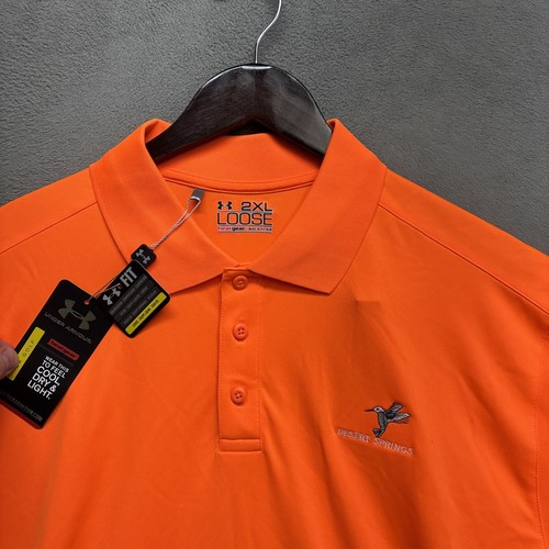 NWT Under Armour UA Loose Fit Performance Golf Polo 2XL Shirt Orange Heat Gear - Picture 3 of 10