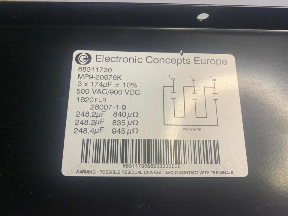 Condensador electronic concept europe, 68311730, mp9-20976k,3 x174uf,500 vac,1620 Foto 3 de 4