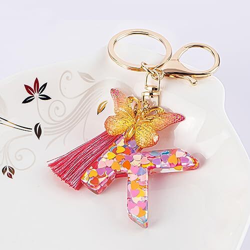 Coloridos Lindos Llaveros Letra Inicial para Mujeres Niñas con Color Rosa-k - Imagen 2 de 6